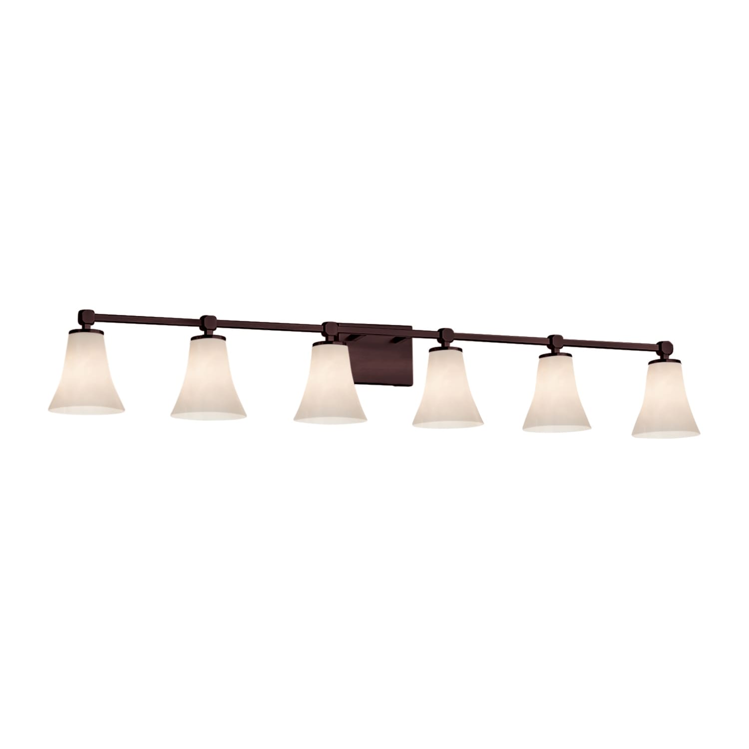 Justice Design Group Clouds Tetra 6 Light Dark Bronze Bath Bar Clouds Round Flared Shade