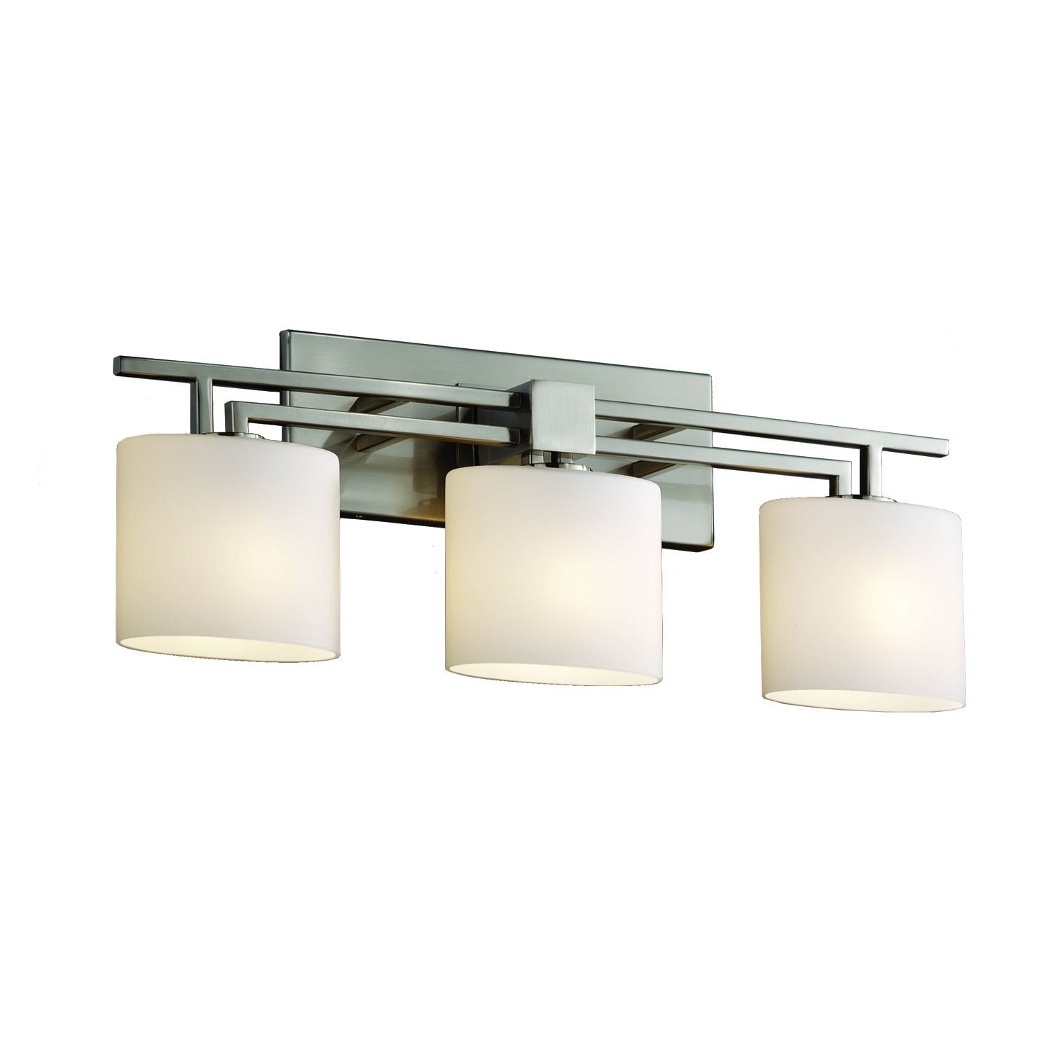 Justice Design Group Fusion Aero 3 Light Brushed Nickel Bath Bar Opal Oval Shade