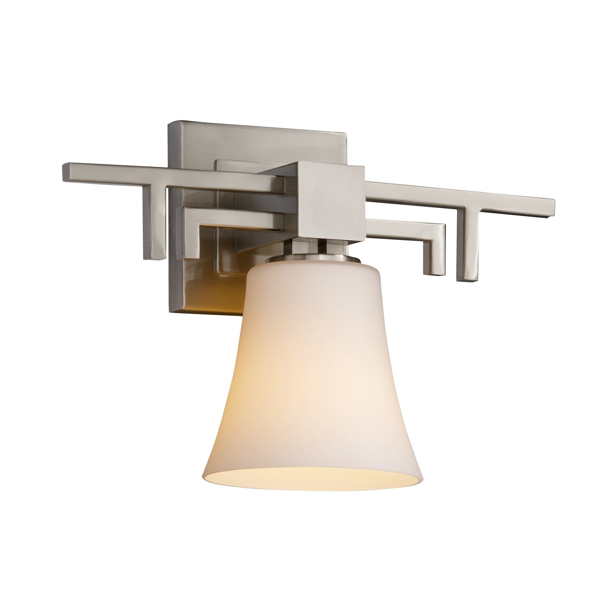 Justice Design Fusion Aero Brushed Nickel Wall Sconce Opal Round Flared Shade