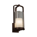 Justice Design Group Fusion Atlantic 1 Light Dark Bronze Outdoor Wall Sconce Weave Cylinder Flat Rim Shade