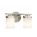 Justice Design Group Fusion Atlas 2 Light Brushed Nickel Bath Bar Opal Cylinder Flat Rim Shade