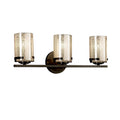 Justice Design Group Fusion Atlas 3 Light Dark Bronze Bath Bar Mercury Cylinder Flat Rim Shade