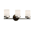 Justice Design Group Fusion Atlas 3 Light Dark Bronze Bath Bar Ribbon Cylinder Flat Rim Shade