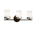 Justice Design Group Fusion Atlas 3 Light Dark Bronze Bath Bar Opal Cylinder Flat Rim Shade