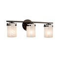 Justice Design Group Fusion Atlas 3 Light Dark Bronze Bath Bar Weave Cylinder Flat Rim Shade