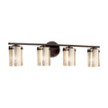 Justice Design Group Fusion Atlas 4 Light Dark Bronze Bath Bar Mercury Cylinder Flat Rim Shade