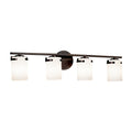 Justice Design Group Fusion Atlas 4 Light Dark Bronze Bath Bar Opal Cylinder Flat Rim Shade