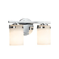 Justice Design Group Fusion Atlas 2 Light Polished Chrome Bath Bar Opal Cylinder Flat Rim Shade