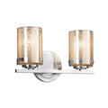 Justice Design Group Fusion Atlas 2 Light Polished Chrome Bath Bar Mercury Cylinder Flat Rim Shade