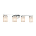 Justice Design Group Fusion Atlas 4 Light Polished Chrome Bath Bar Weave Cylinder Flat Rim Shade