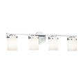 Justice Design Group Fusion Atlas 4 Light Polished Chrome Bath Bar Opal Cylinder Flat Rim Shade