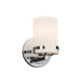 Justice Design Fusion Atlas 1 Light Polished Chrome Wall Sconce Ribbon Cylinder Flat Rim Shade