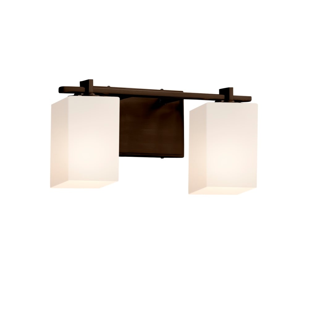 Fusion Bronx 2 Light Bath Bar Opal Square W Flat Rim Shade