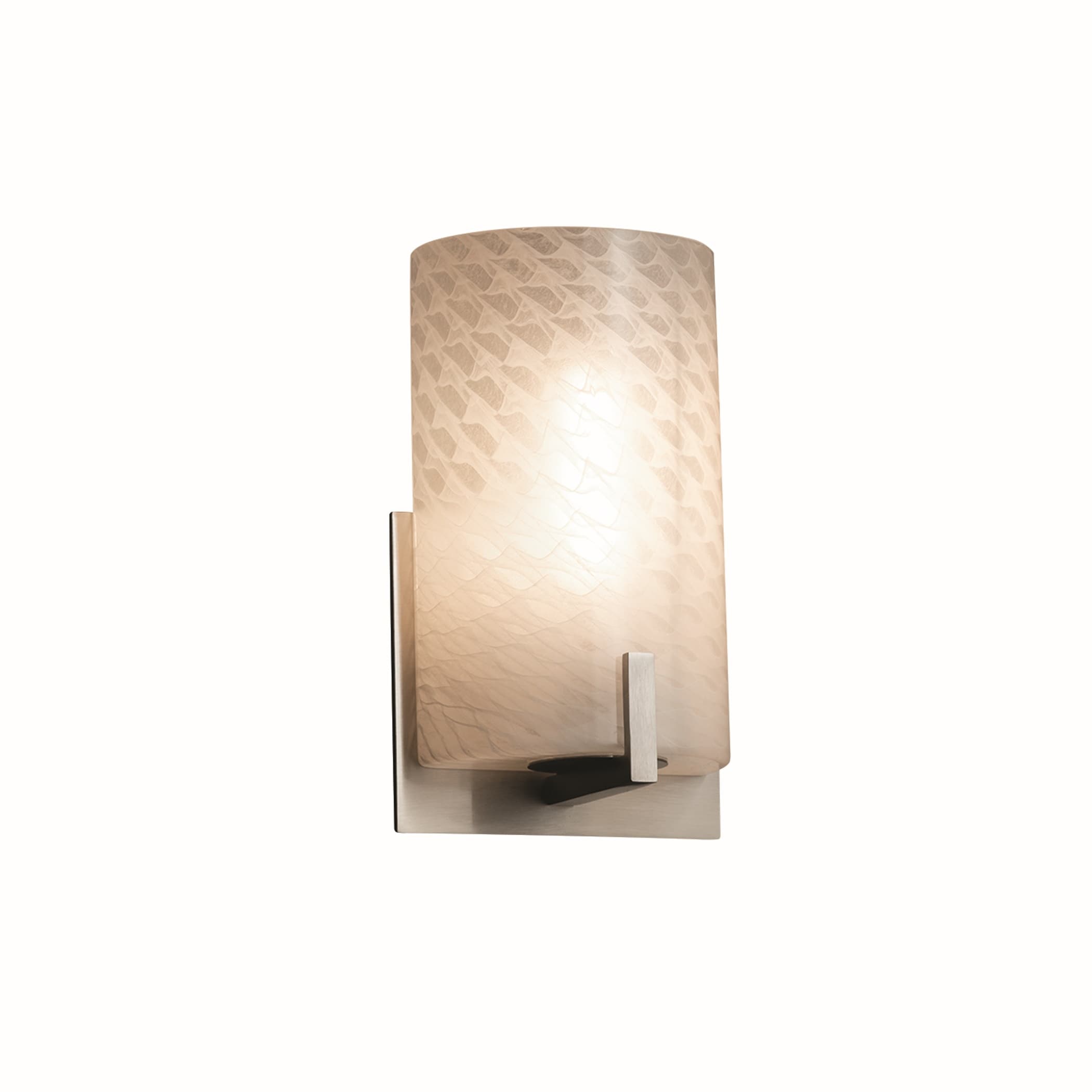 Justice Design Group Fusion Century 1 Light Brushed Nickel Ada Wall Sconce Weave Shade