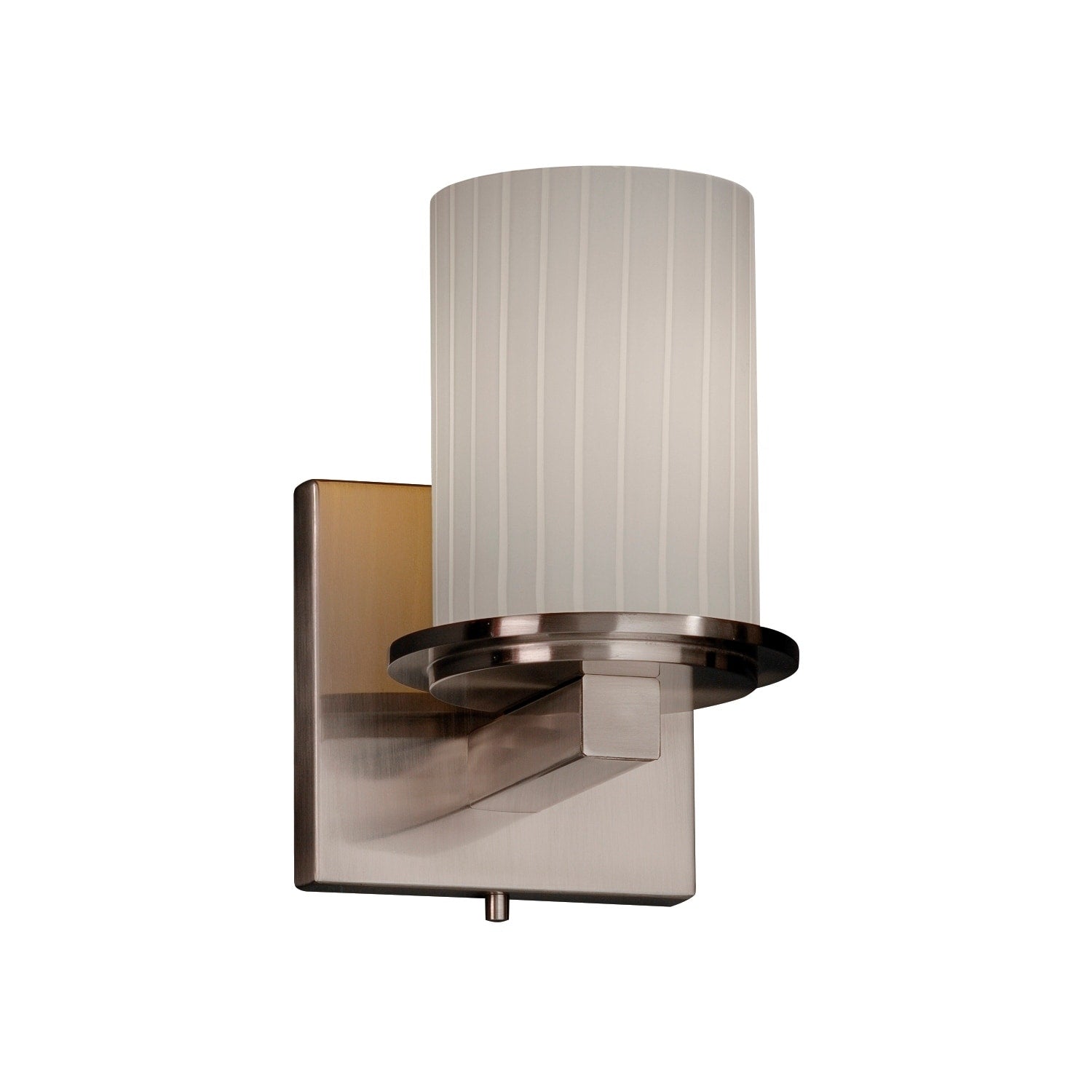 Justice Design Fusion Dakota Brushed Nickel Wall Sconce Ribbon Cylinder With Flat Rim Shade
