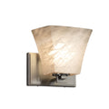 Justice Design Group Fusion Era 1 Light Brushed Nickel Wall Sconce Weave Square Flared Shade Silver