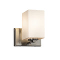 Justice Design Group Fusion Era 1 Light Brushed Nickel Wall Sconce Opal Square Flat Rim Shade Silver