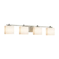 Justice Design Group Fusion Era 4 Light Brushed Nickel Bath Bar Opal Rectangle Shade