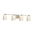 Justice Design Group Fusion Era 4 Light Brushed Nickel Bath Bar Opal Square Flat Rim Shade