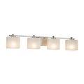 Justice Design Group Fusion Era 4 Light Brushed Nickel Bath Bar Weave Rectangle Shade Silver