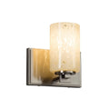 Justice Design Group Fusion Era 1 Light Brushed Nickel Wall Sconce Droplet Cylinder Flat Rim Shade