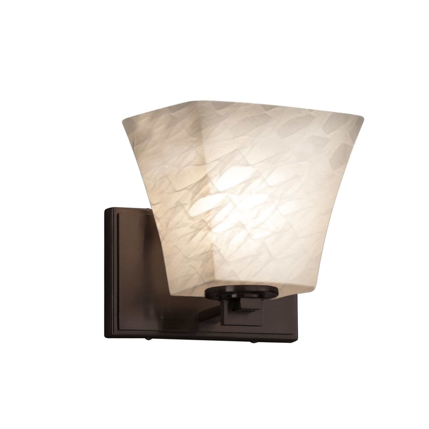 Justice Design Group Fusion Era 1 Light Dark Bronze Wall Sconce Weave Square Flared Shade