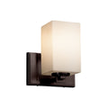 Justice Design Group Fusion Era 1 Light Dark Bronze Wall Sconce Opal Square Flat Rim Shade