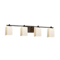 Justice Design Group Fusion Era 4 Light Dark Bronze Bath Bar Opal Square Flat Rim Shade