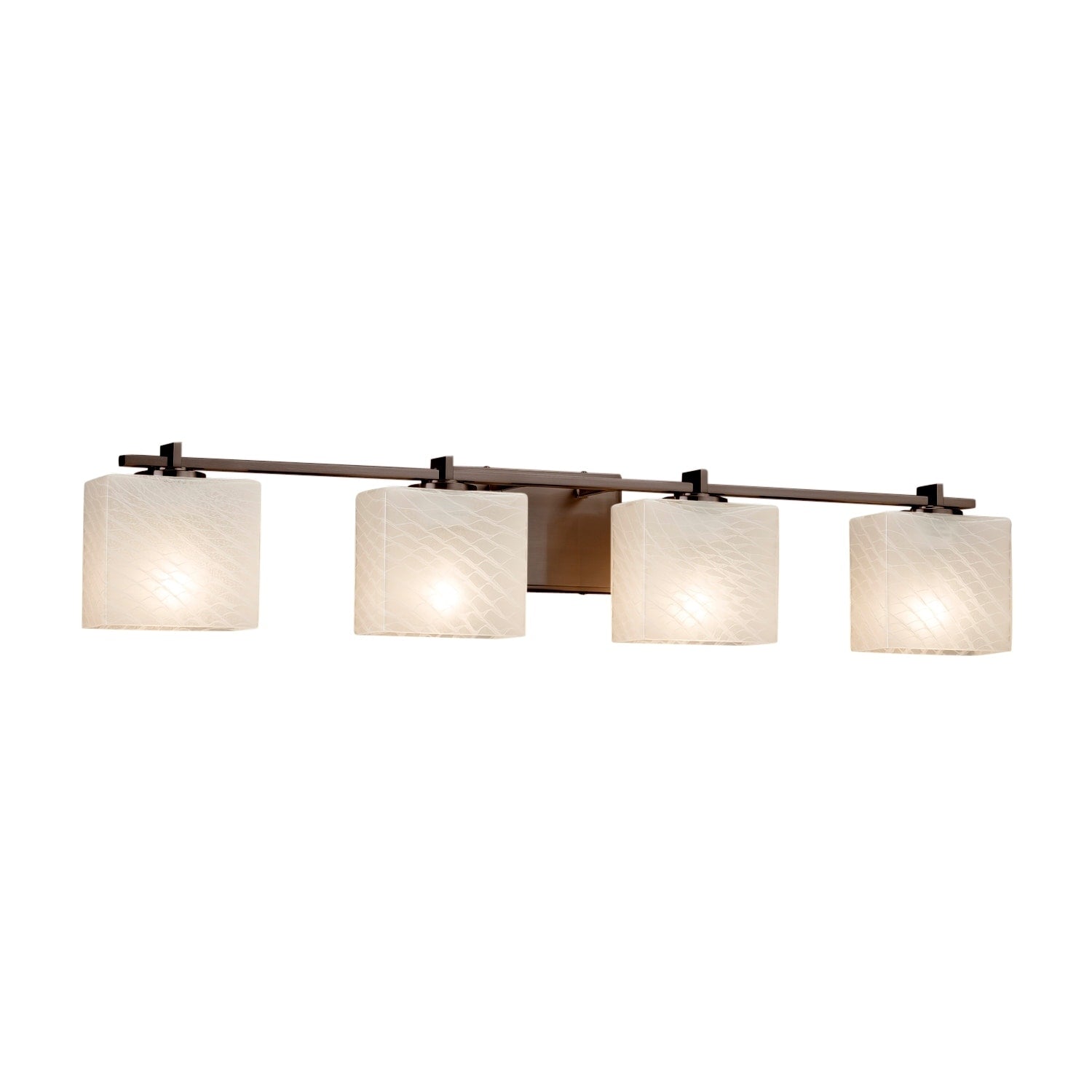 Justice Design Group Fusion Era 4 Light Dark Bronze Bath Bar Weave Rectangle Shade