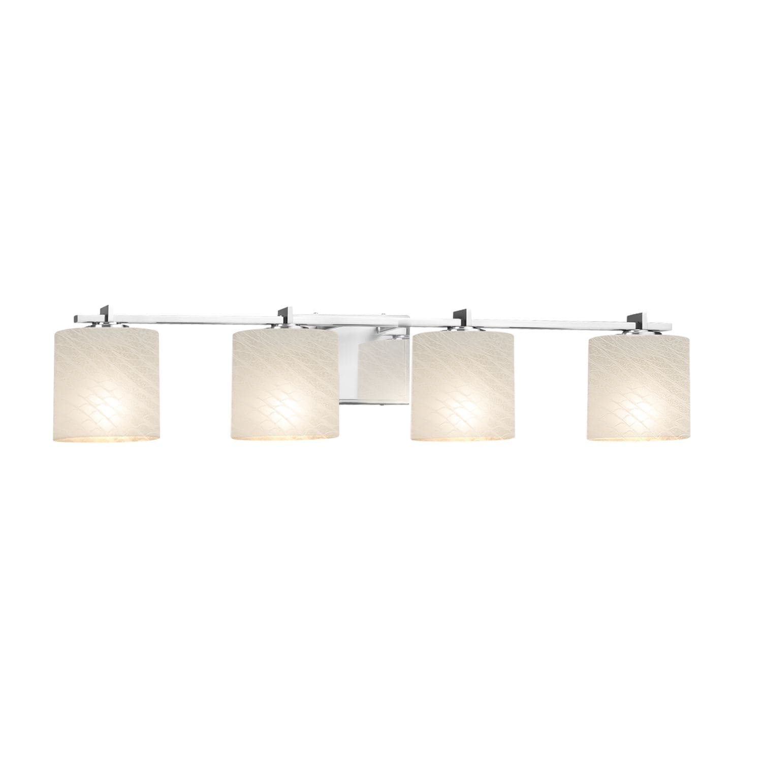 Justice Design Group Fusion Era 4 Light Polished Chrome Bath Bar Weave Oval Shade
