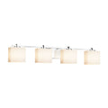 Justice Design Group Fusion Era 4 Light Polished Chrome Bath Bar Opal Rectangle Shade