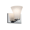 Justice Design Group Fusion Era 1 Light Polished Chrome Wall Sconce Weave Round Flared Shade