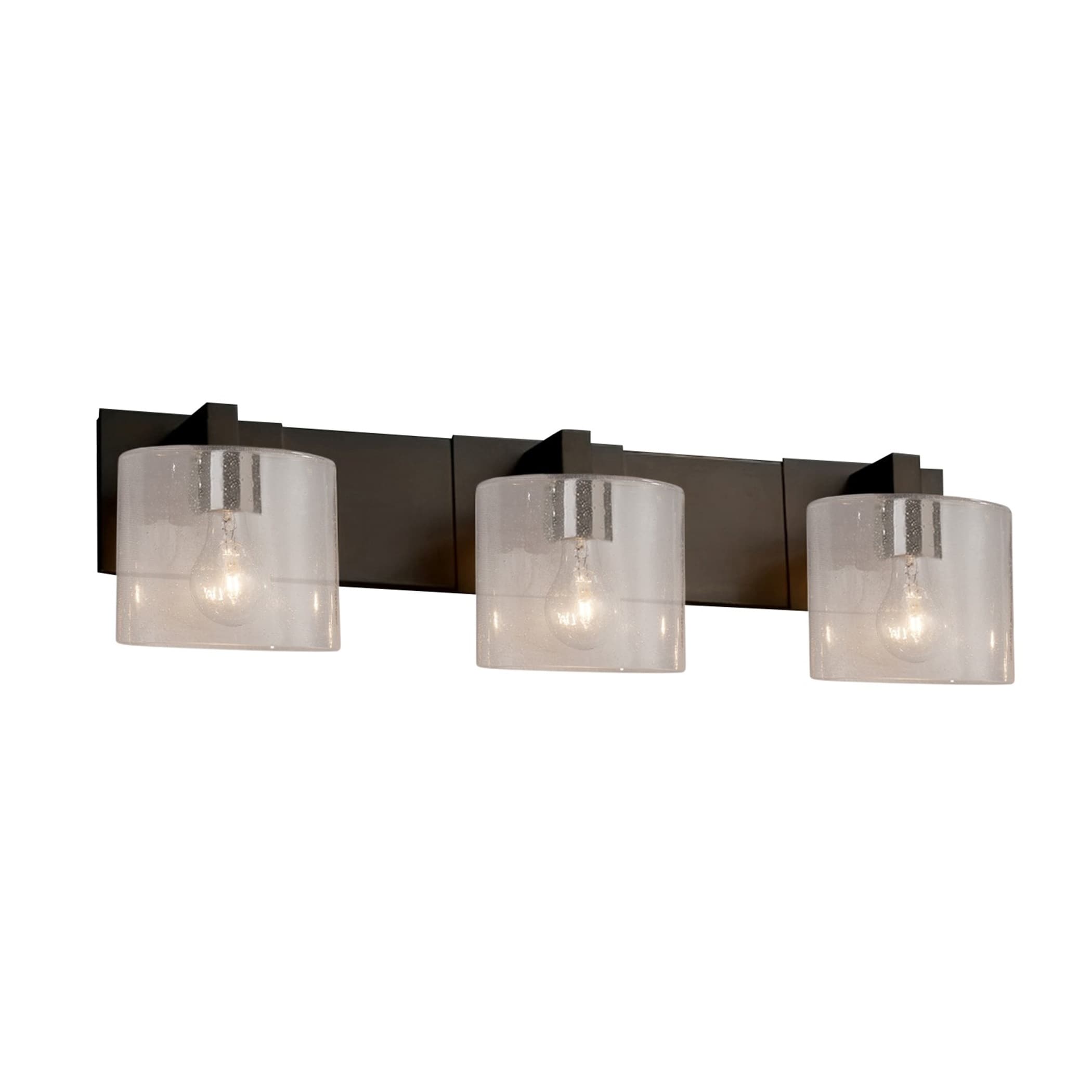 Justice Design Fusion Modular 3 Light Bath Bar Oval Seeded Artisan Glass Shade