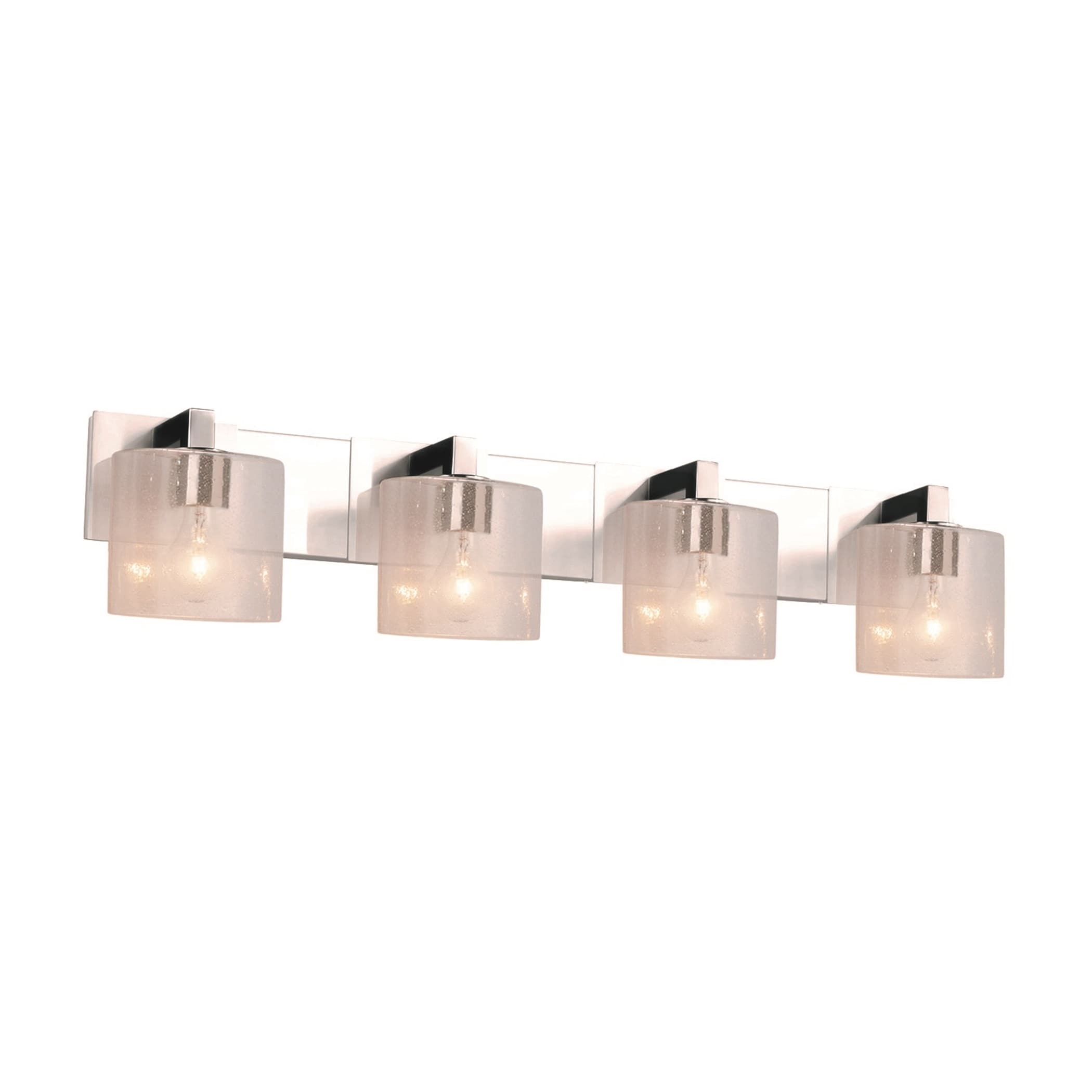 Justice Design Fusion Modular 4 Light Led Bath Bar Oval Seeded Artisan Glass Shade
