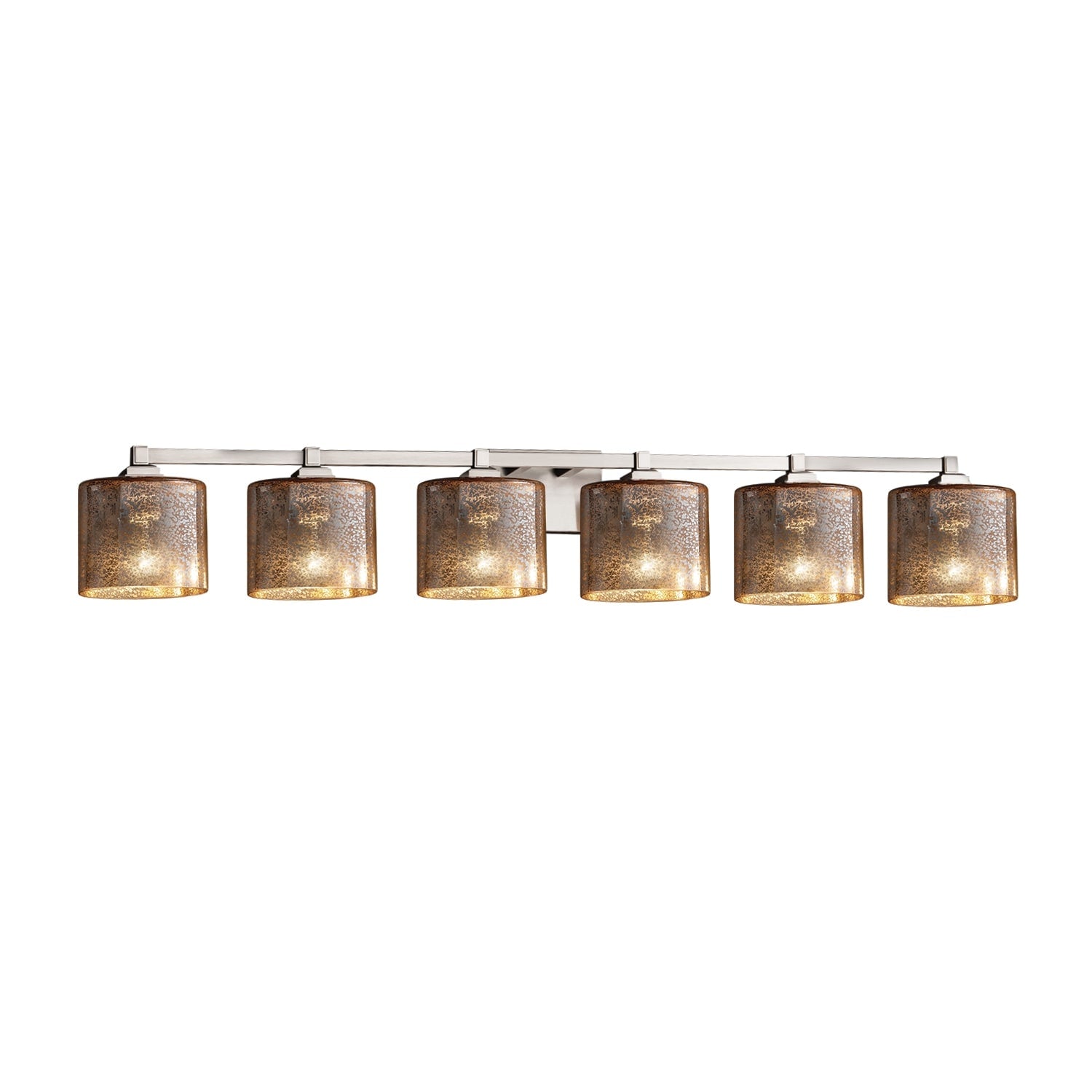 Justice Design Group Fusion Regency 6 Light Brushed Nickel Bath Bar Mercury Oval Shade Silver