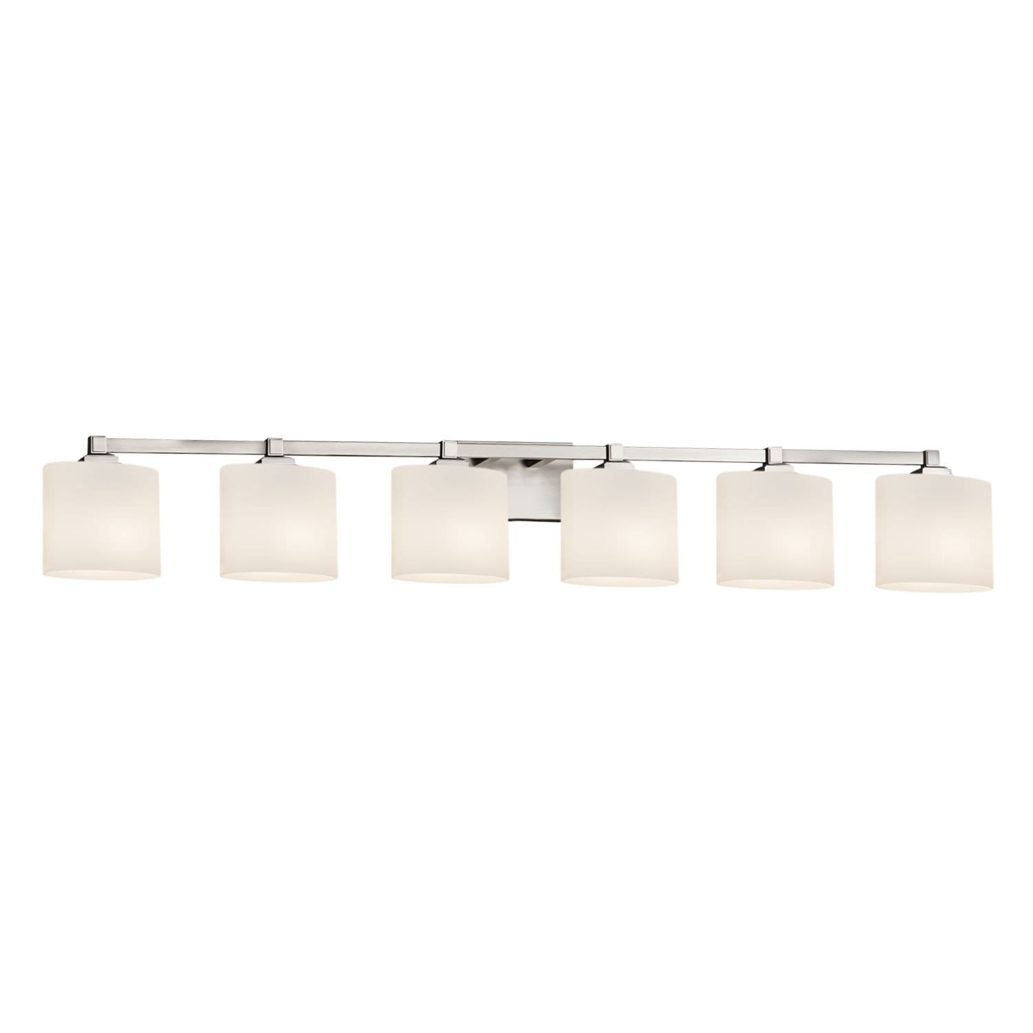 Justice Design Group Fusion Regency 6 Light Brushed Nickel Bath Bar Opal Oval Shade Silver