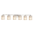 Justice Design Group Fusion Regency 6 Light Brushed Nickel Bath Bar Weave Square Flat Rim Shade Silver