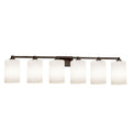 Justice Design Group Fusion Regency 6 Light Dark Bronze Bath Bar Opal Cylinder Flat Rim Shade