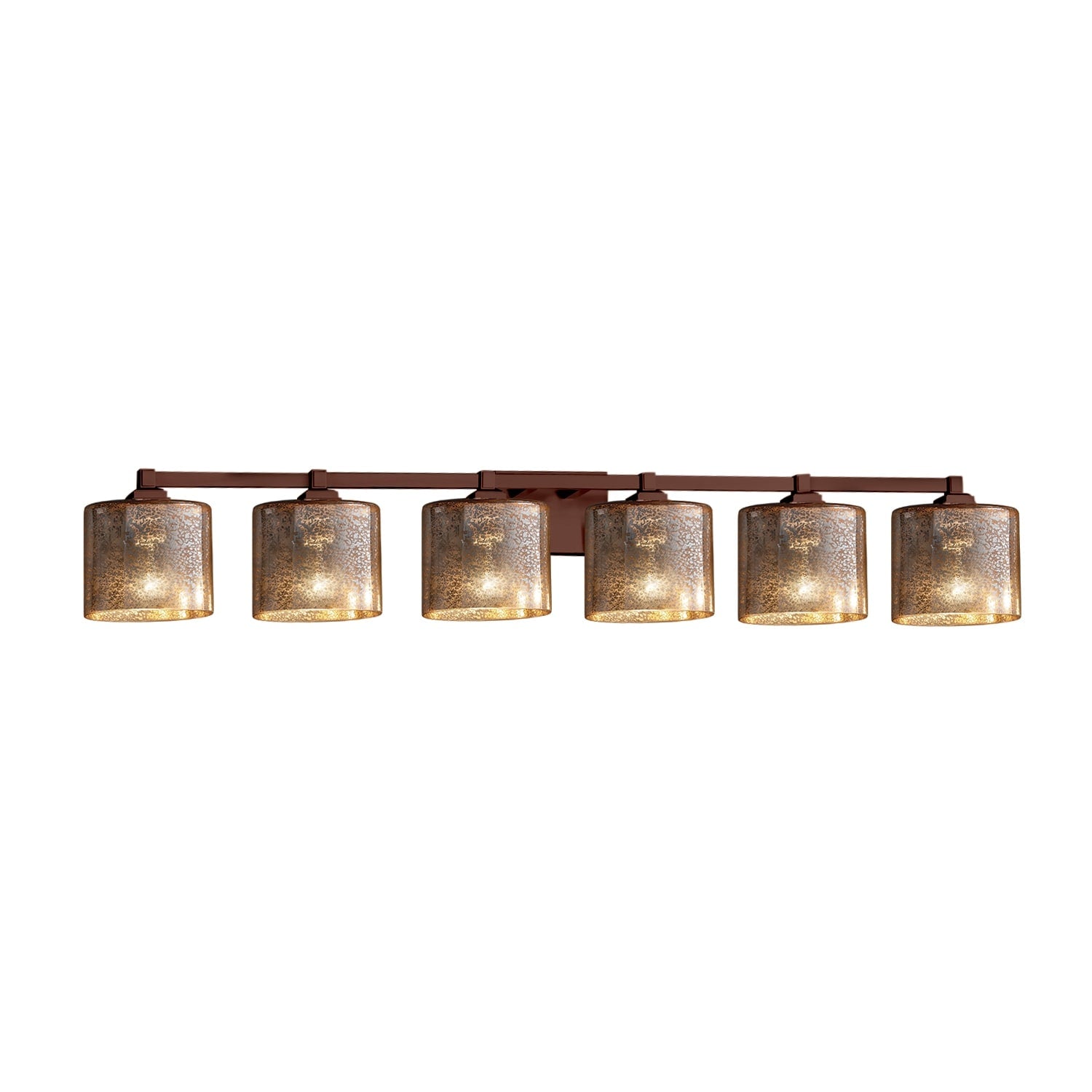 Justice Design Group Fusion Regency 6 Light Dark Bronze Bath Bar Mercury Oval Shade