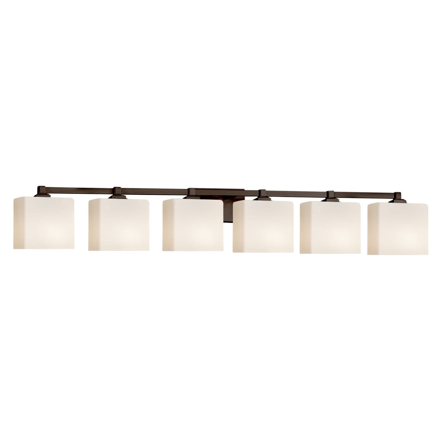 Justice Design Group Fusion Regency 6 Light Dark Bronze Bath Bar Opal Rectangle Shade