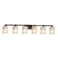 Justice Design Group Fusion Regency 6 Light Dark Bronze Bath Bar Weave Square Flat Rim Shade