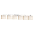 Justice Design Group Fusion Regency 6 Light Polished Chrome Bath Bar Opal Rectangle Shade Silver