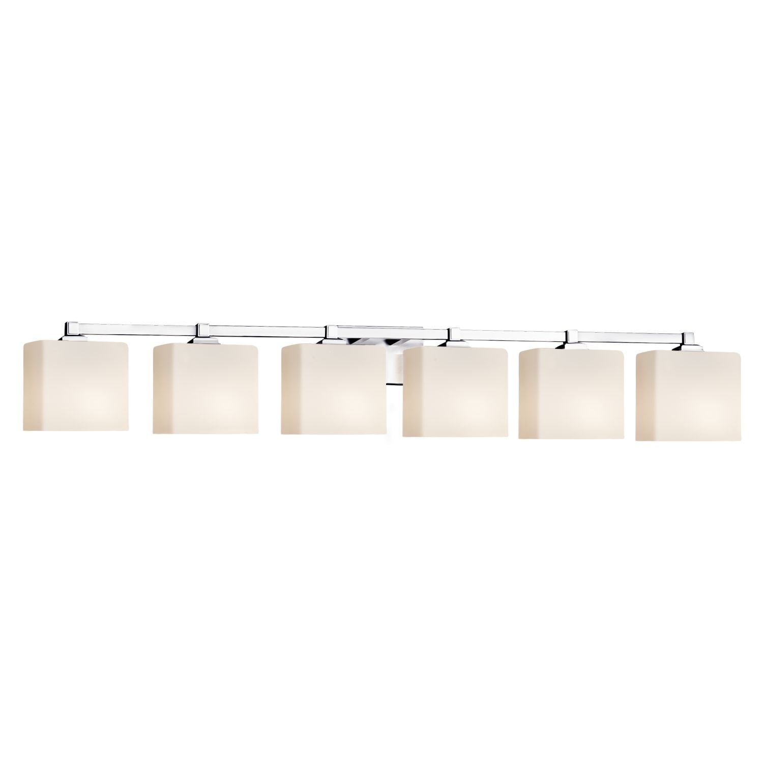 Justice Design Group Fusion Regency 6 Light Polished Chrome Bath Bar Opal Rectangle Shade Silver
