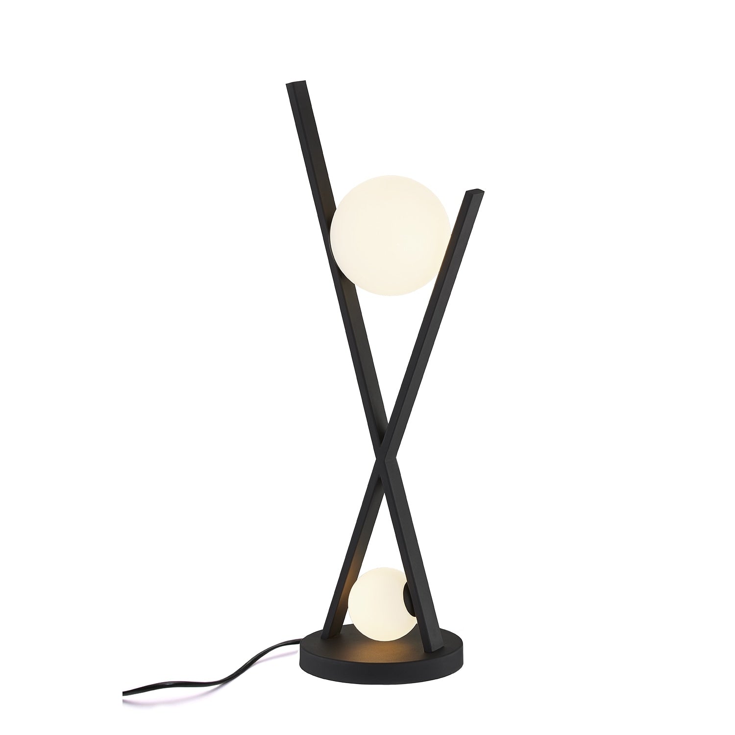 Justice Design Fusion Stix 2 Light Matte Black Portable Lamp With Opal Glass