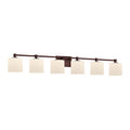 Justice Design Group Fusion Tetra 6 Light Dark Bronze Bath Bar Opal Oval Shade