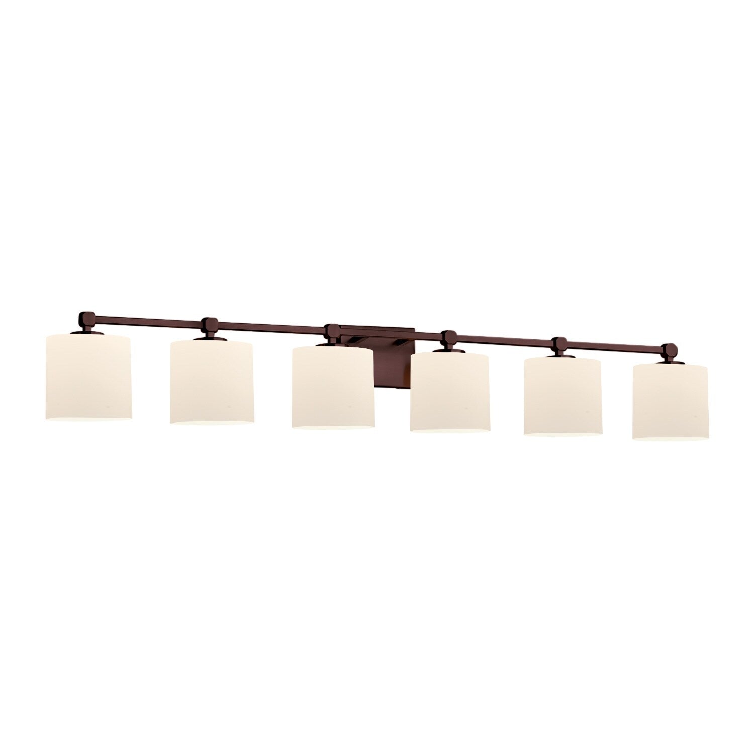 Justice Design Group Fusion Tetra 6 Light Dark Bronze Bath Bar Opal Oval Shade