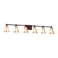 Justice Design Group Fusion Tetra 6 Light Dark Bronze Bath Bar Mercury Round Flared Shade