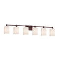 Justice Design Group Fusion Tetra 6 Light Dark Bronze Bath Bar Ribbon Square Flat Rim Shade
