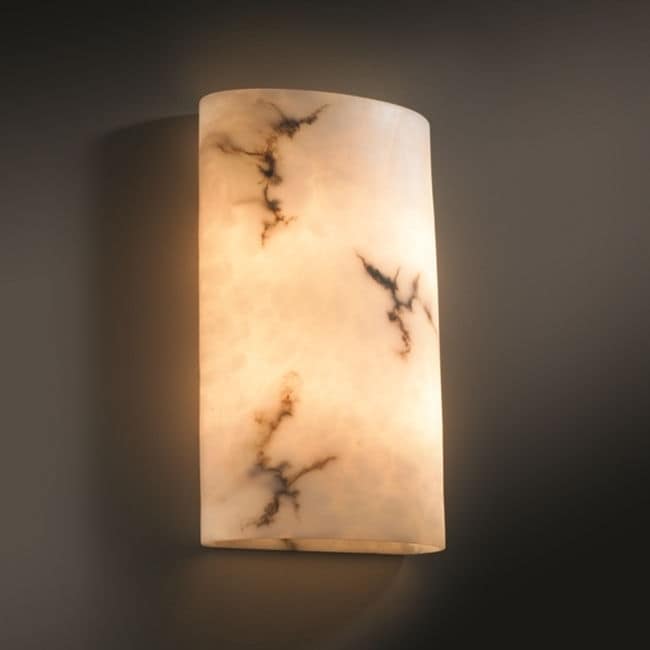 Justice Design Group Lumenaria 2 Light Ada Wall Sconce Faux Alabaster Large Cylinder Shade
