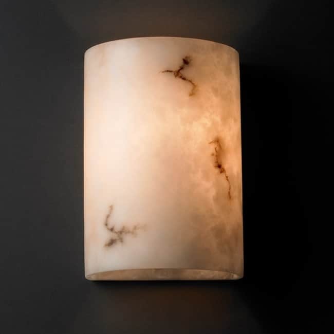 Porch Den Hornecker Faux Alabaster Shade 2 Light Small Cylinder Wall Sconce